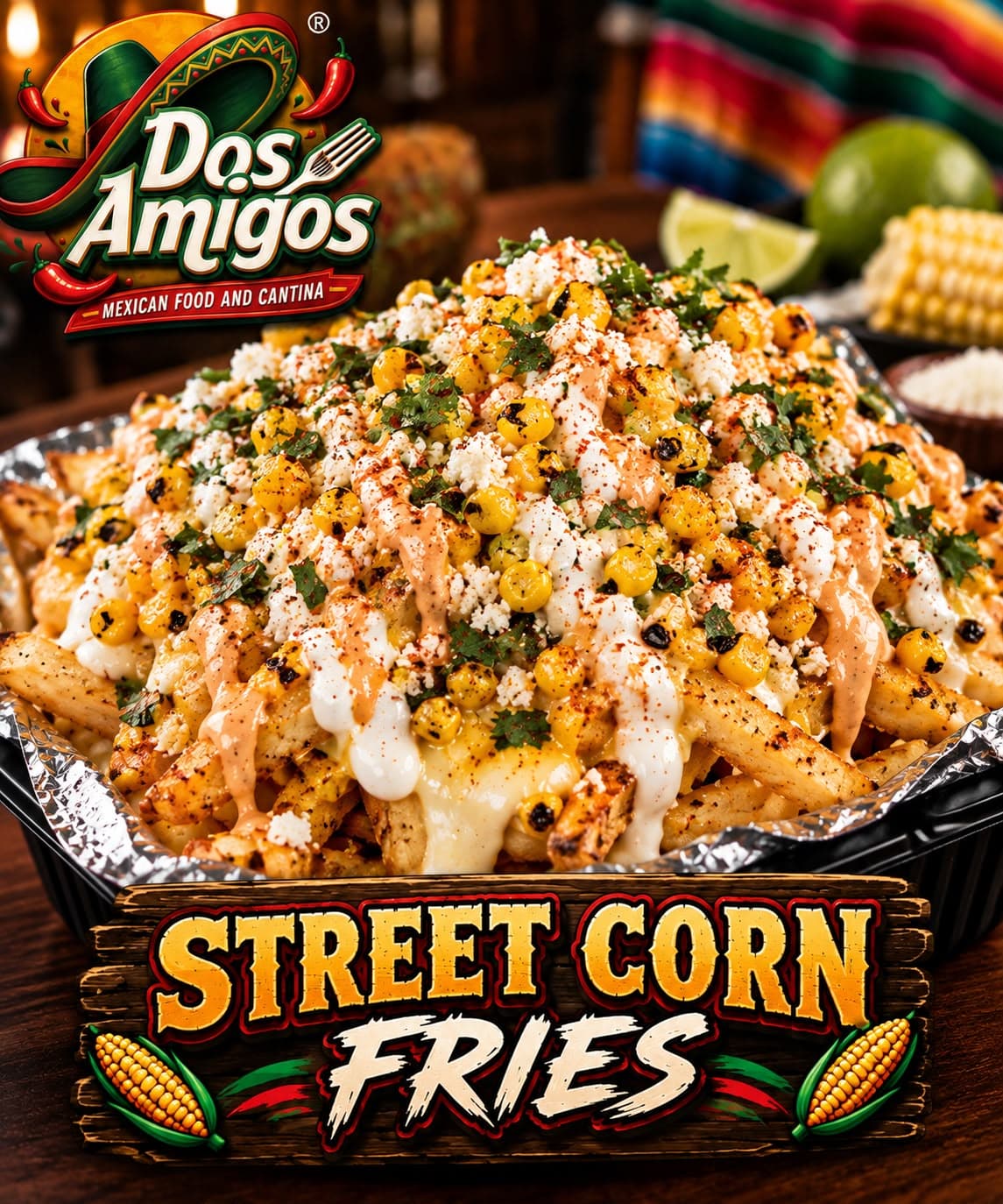 Street Corn Fries at Dos Amigos